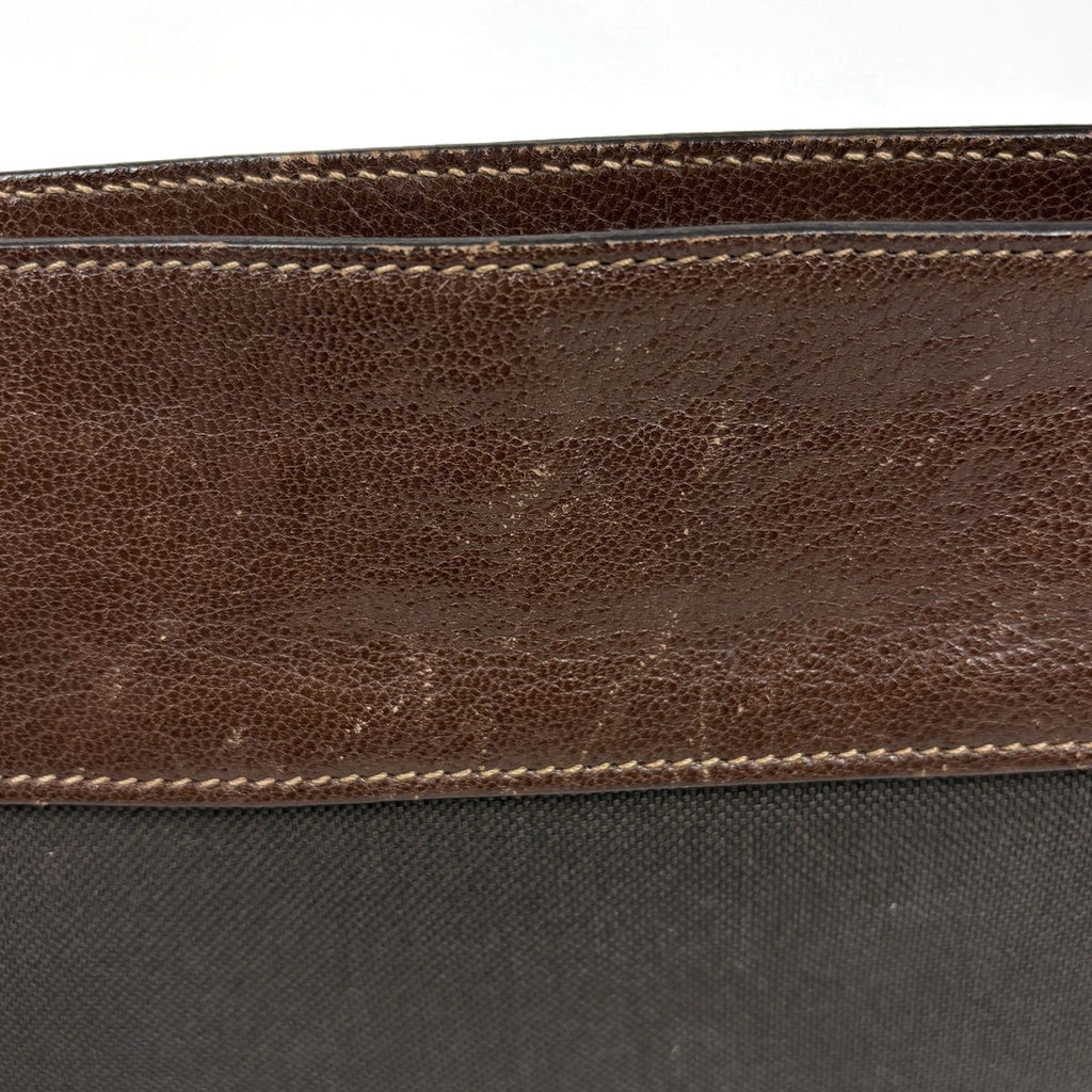 Prada Logo Jacquard Shoulder Bag Canvas Brown — view 4