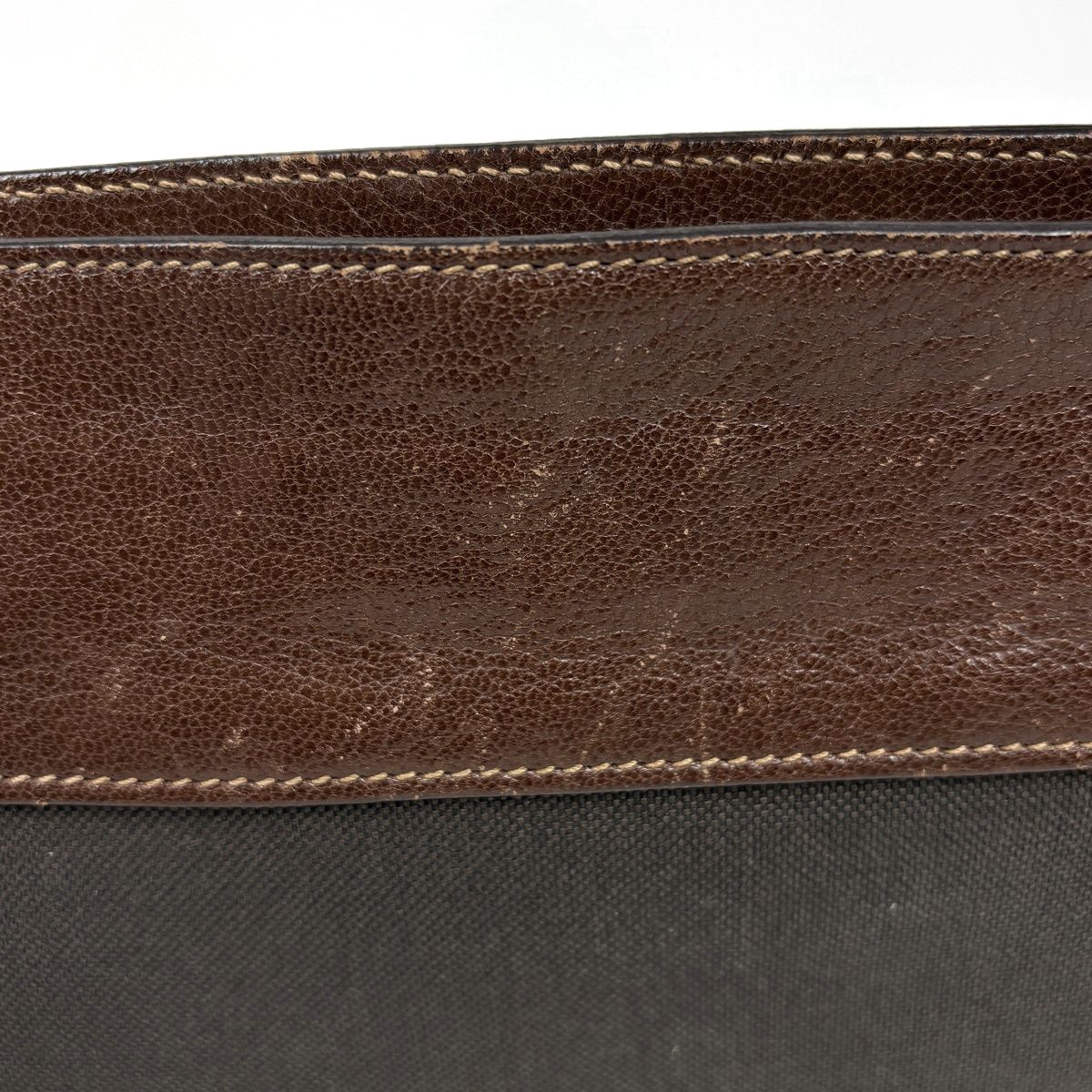 Prada Logo Jacquard Shoulder Bag Canvas Brown — view 4