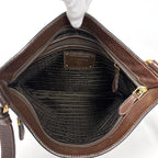 Prada Logo Jacquard Shoulder Bag Canvas Brown — view 9