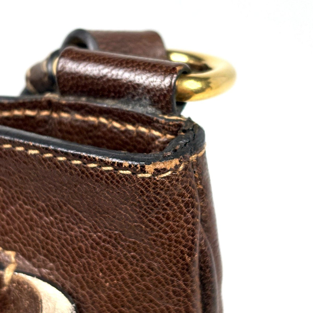 Prada Logo Jacquard Shoulder Bag Canvas Brown — view 6