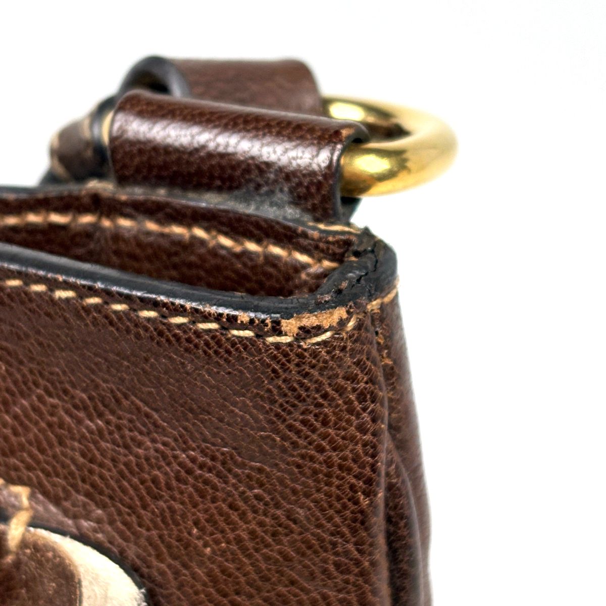 Prada Logo Jacquard Shoulder Bag Canvas Brown — view 6