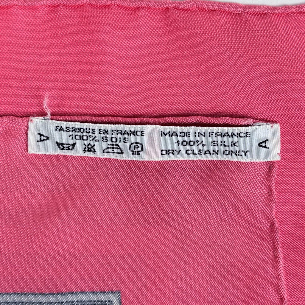 Hermes Carre 90 les Tuileries Roulis Park Scarf Silk Pink Gray — view 2