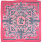 Hermes Carre 90 les Tuileries Roulis Park Scarf Silk Pink Gray