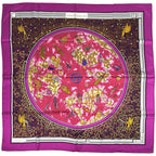 Hermes Carre 90 World Map Scarf Silk Purple Multicolor