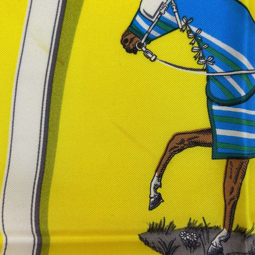 Hermes Carre 90 Couvertures Et Tenues de Jour Horsewear Scarf Silk Yellow — view 4