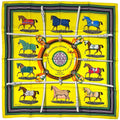 Hermes Carre 90 Couvertures Et Tenues de Jour Horsewear Scarf Silk Yellow