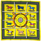 Hermes Carre 90 Couvertures Et Tenues de Jour Horsewear Scarf Silk Yellow