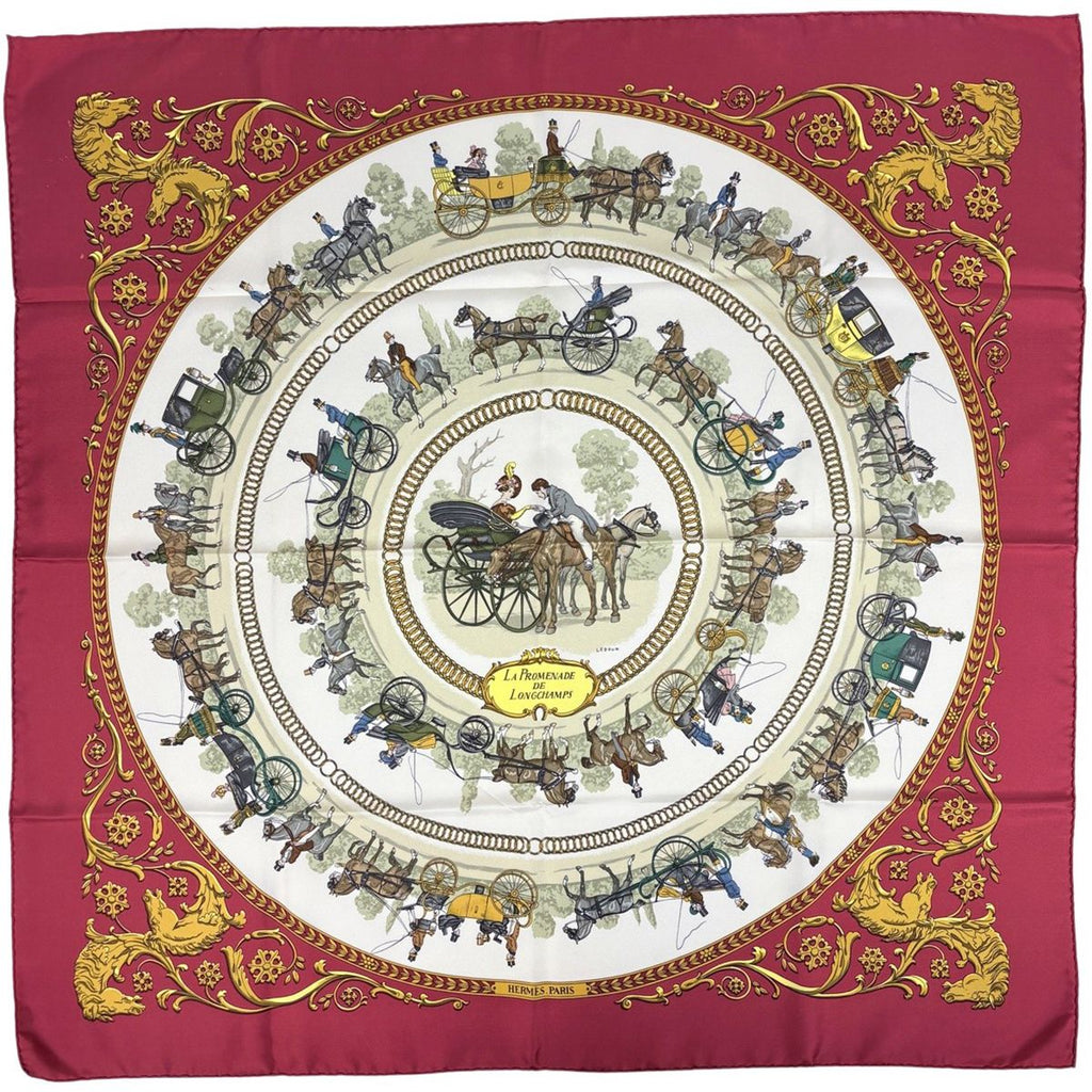 Hermes Carre 90 la Promenade de Longchamps Walk to Long Chien Scarf Silk