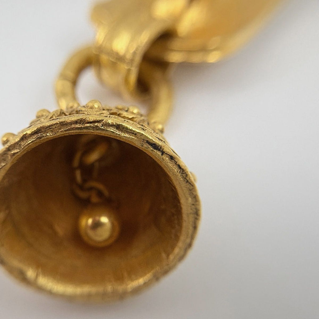 Chanel CC Logo Earrings Bell Swing Gold Plated — view 4