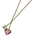 Chanel CC Logo Necklace Heart Metal Gold Pink