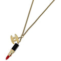Chanel CC Logo Rhinestone Necklace Lip Gold Plated