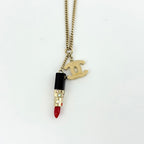 Chanel CC Logo Rhinestone Necklace Lip Gold Plated — view 2
