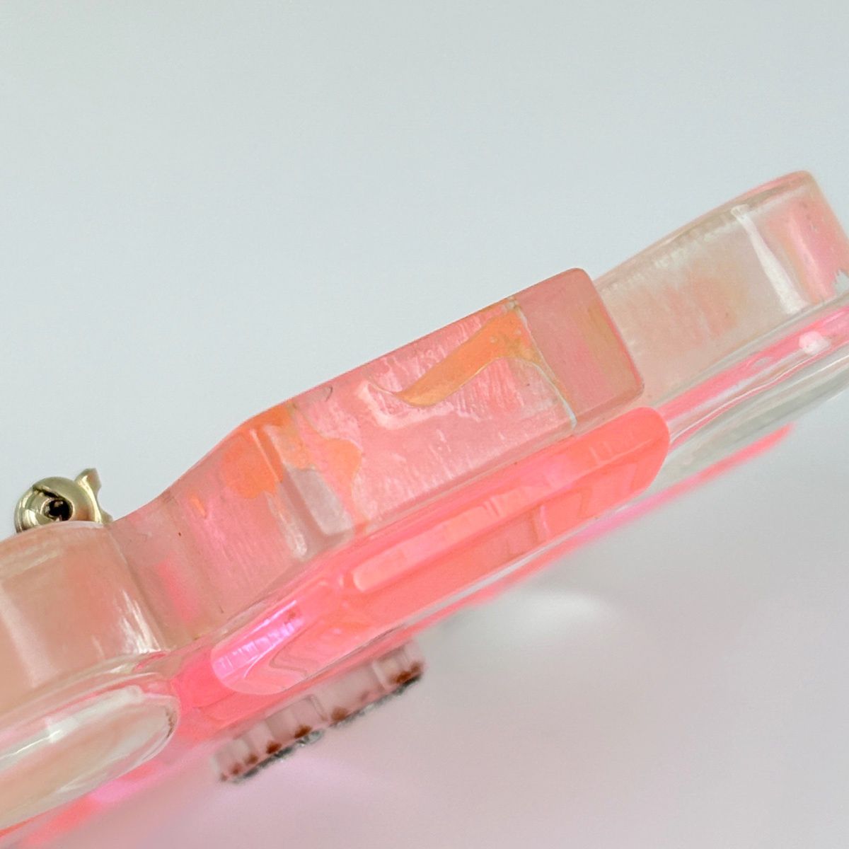 Chanel CC Logo Rhinestone Brooch Plastic Pink Clear — view 4