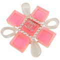 Chanel CC Logo Rhinestone Brooch Plastic Pink Clear