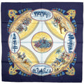 Hermes Carre 90 Cavaliers Peuls Horseman of the Poul Tribe Scarf Silk Navy
