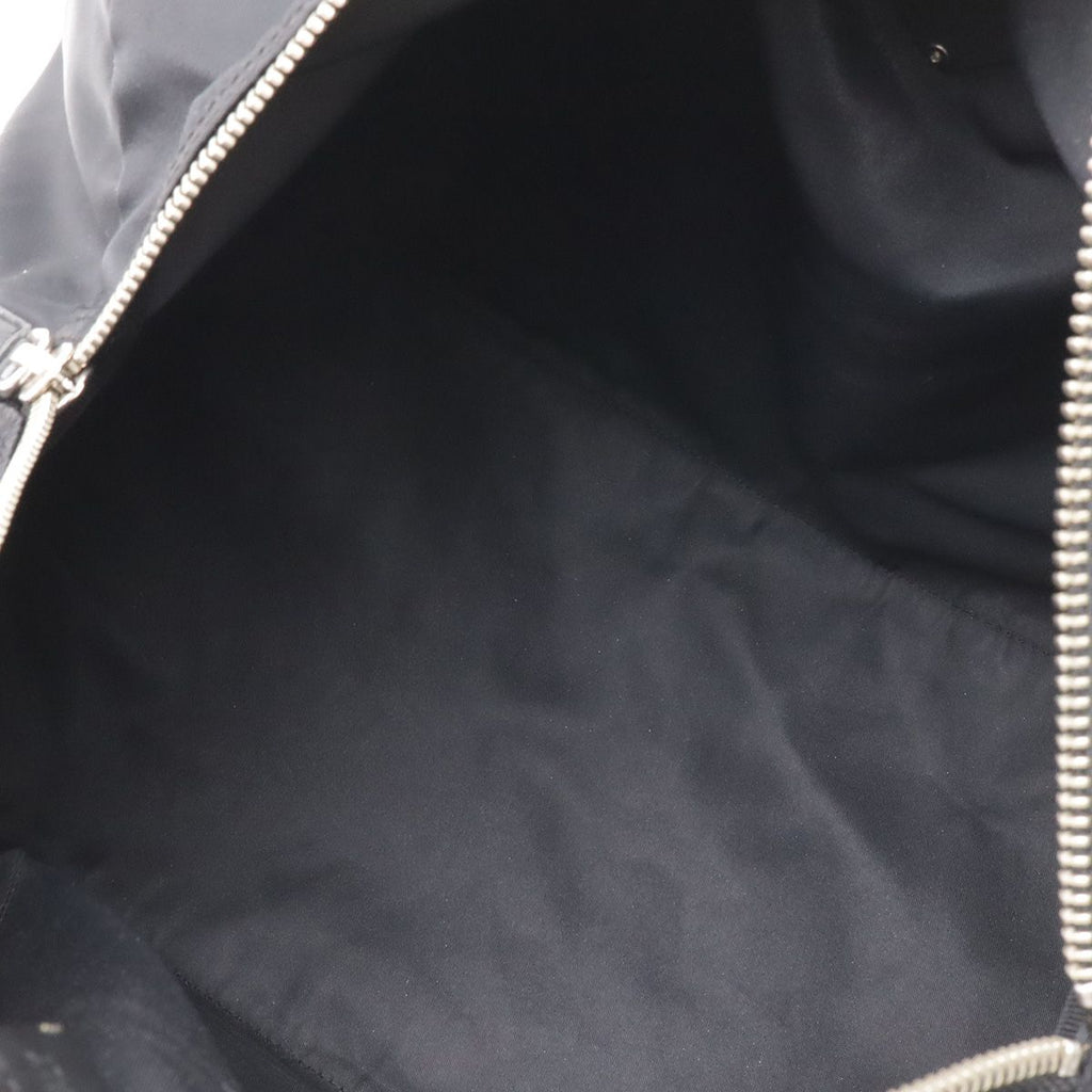 Prada Triangle Logo Mini Boston Bag Tote Nylon Patent Nero Black Silver — view 8