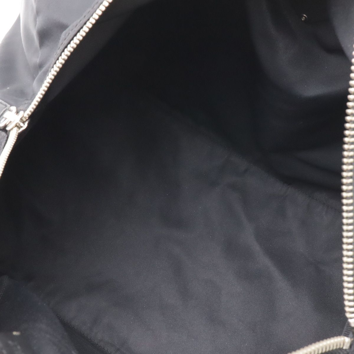 Prada Triangle Logo Mini Boston Bag Tote Nylon Patent Nero Black Silver — view 8