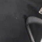 Prada Triangle Logo Mini Boston Bag Tote Nylon Patent Nero Black Silver — view 4