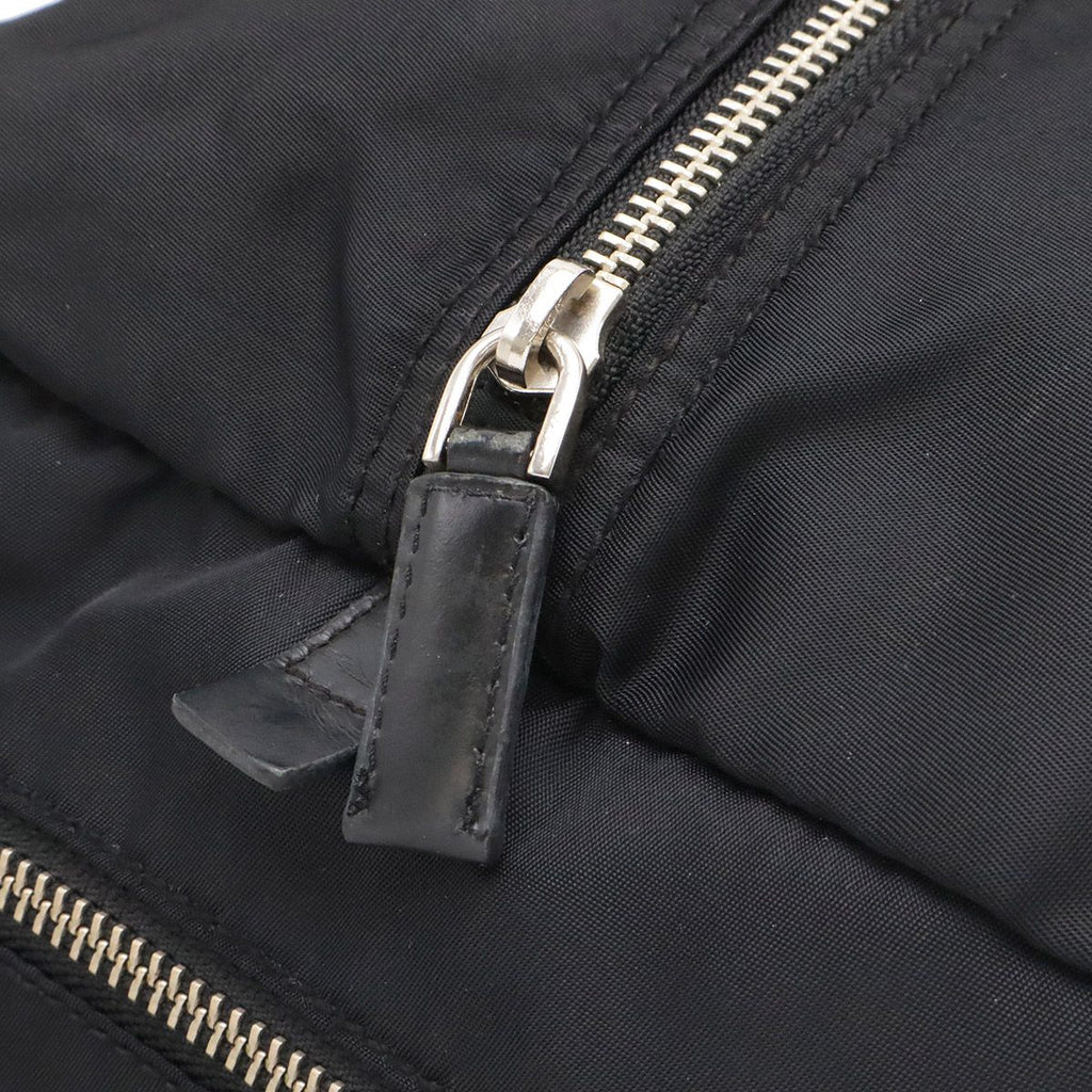 Prada Triangle Logo Mini Boston Bag Tote Nylon Patent Nero Black Silver — view 6