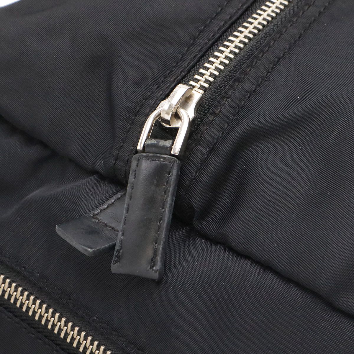Prada Triangle Logo Mini Boston Bag Tote Nylon Patent Nero Black Silver — view 6