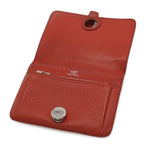 Hermes Dogon Compact Coin Purse Card Case Togo Leather Terracotta Silver — view 5