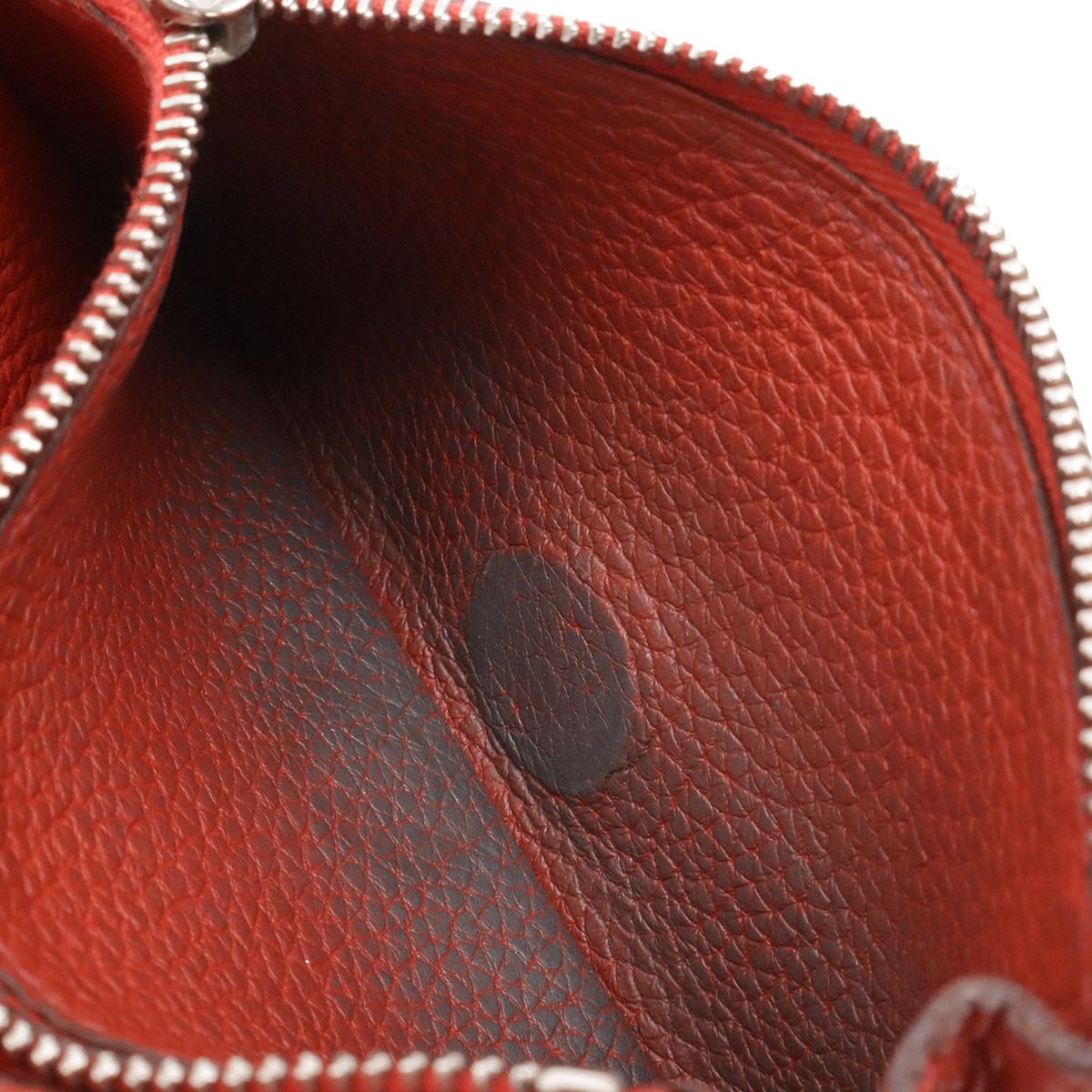 Hermes Dogon Compact Coin Purse Card Case Togo Leather Terracotta Silver — view 8