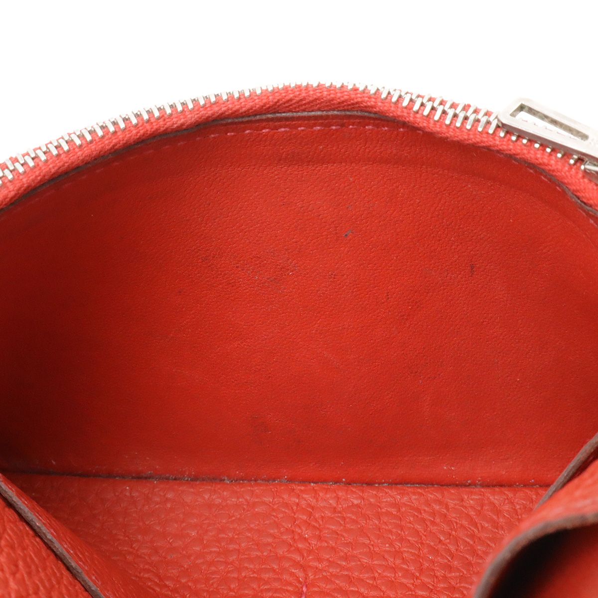 Hermes Dogon Compact Coin Purse Card Case Togo Leather Terracotta Silver — view 7
