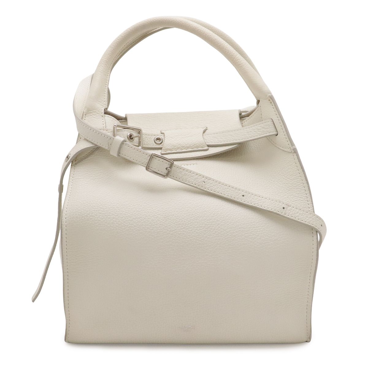 Celine Big Small 2-Way Shoulder Bag Crossbody Leather Black Silver