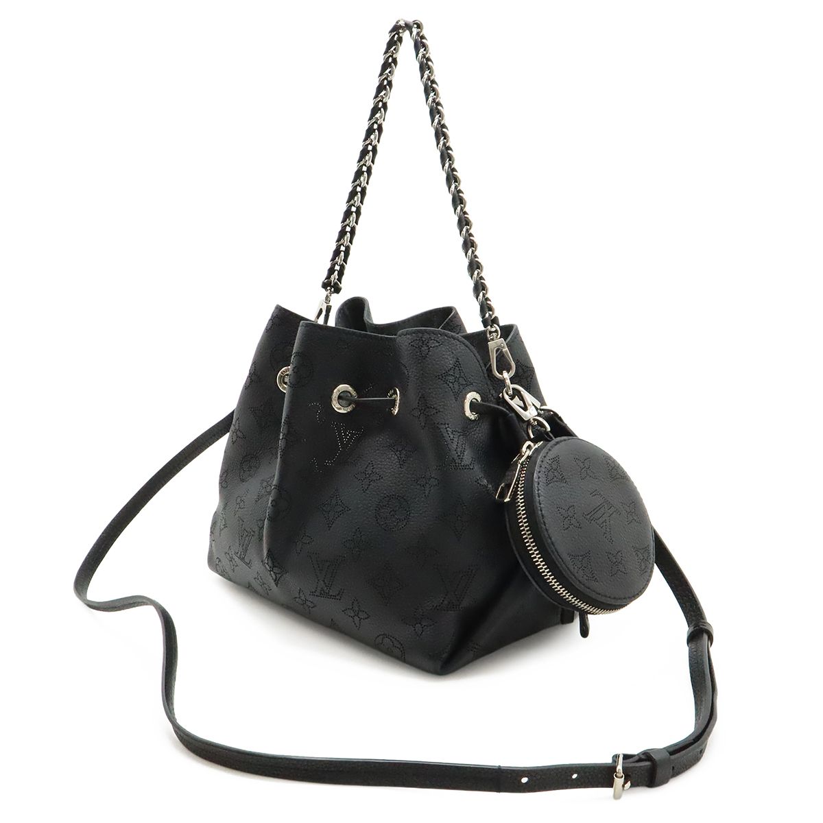 Louis Vuitton Mahina Bella Shoulder Bag 2-Way Chain Drawstring Noir Black Silver — view 2