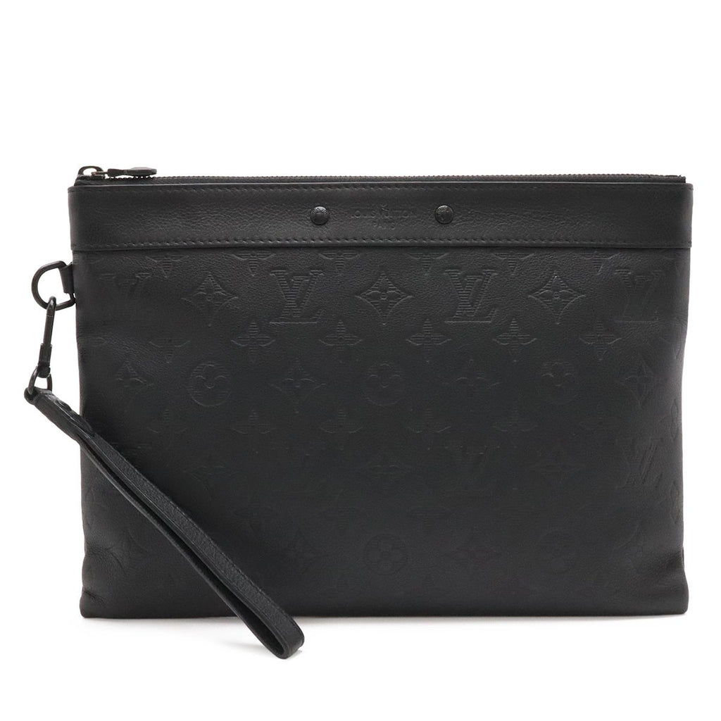 Louis Vuitton Monogram Shadow Pochette To Go Clutch Noir Black