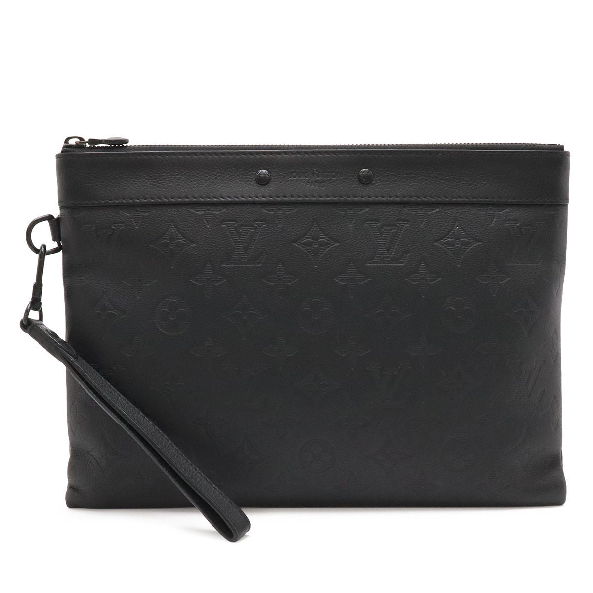 Louis Vuitton Monogram Shadow Pochette To Go Clutch Noir Black
