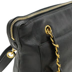 Chanel CC Logo Tote Chain Shoulder Bag Caviar Leather Black Gold — view 7