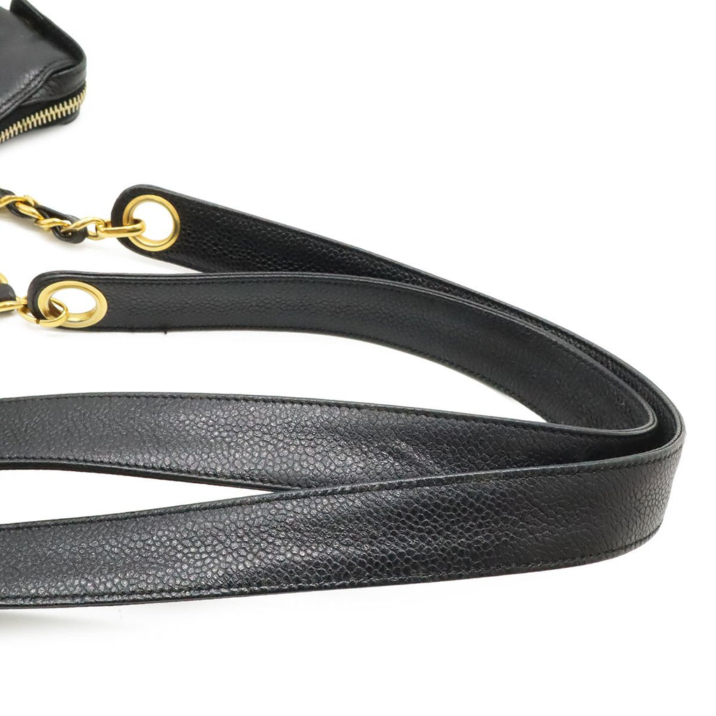 Chanel CC Logo Tote Chain Shoulder Bag Caviar Leather Black Gold — view 4