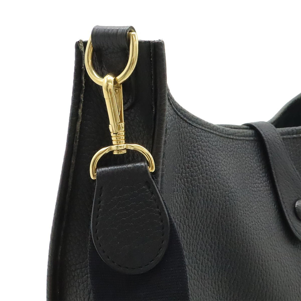 Hermes Evelyne I 1 GM Shoulder Bag Togo Leather Black Gold — view 4