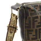 Fendi Selleria Zucca Logo Shoulder Bag Crossbody Canvas Leather Brown Silver — view 4