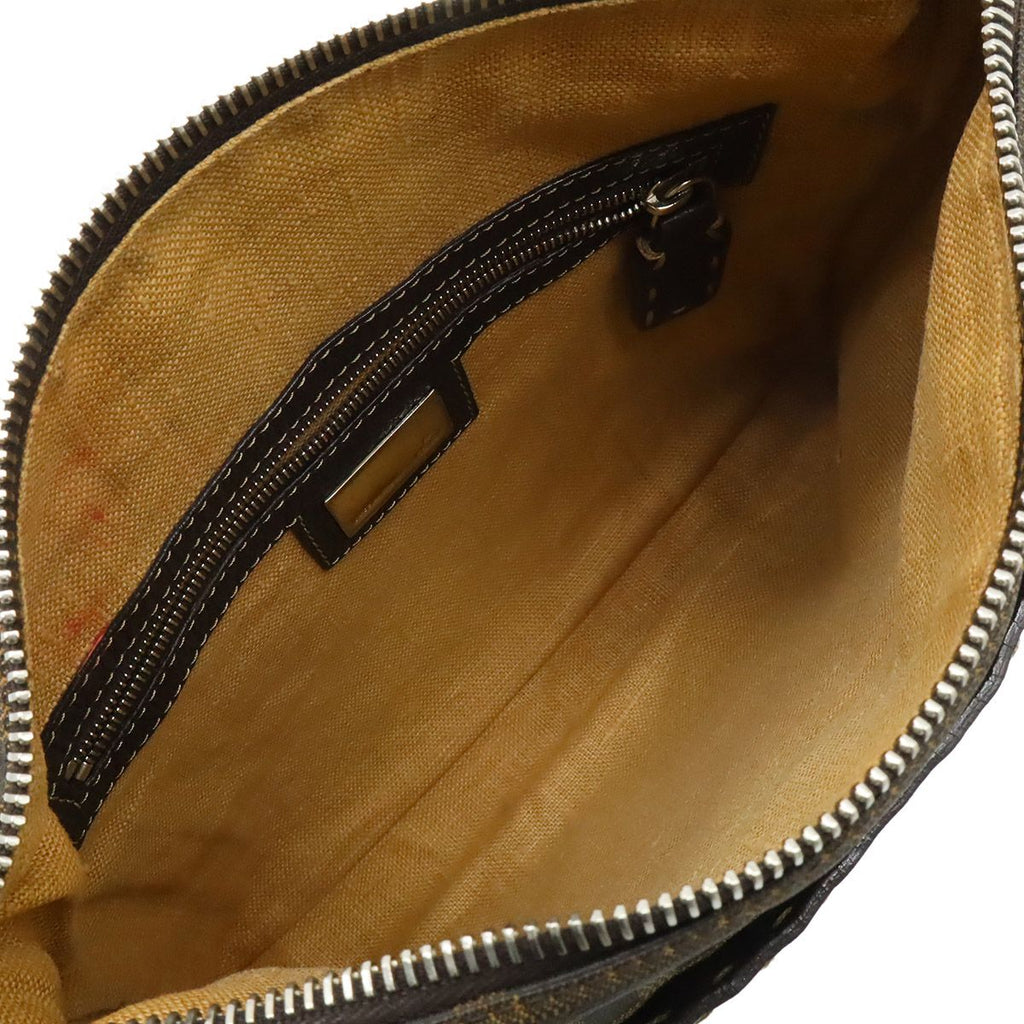 Fendi Selleria Zucca Logo Shoulder Bag Crossbody Canvas Leather Brown Silver — view 7