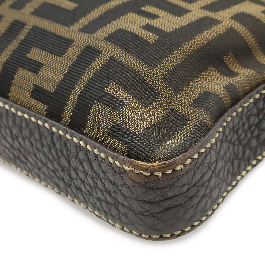 Fendi Selleria Zucca Logo Shoulder Bag Crossbody Canvas Leather Brown Silver — view 3