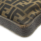 Fendi Selleria Zucca Logo Shoulder Bag Crossbody Canvas Leather Brown Silver — view 3