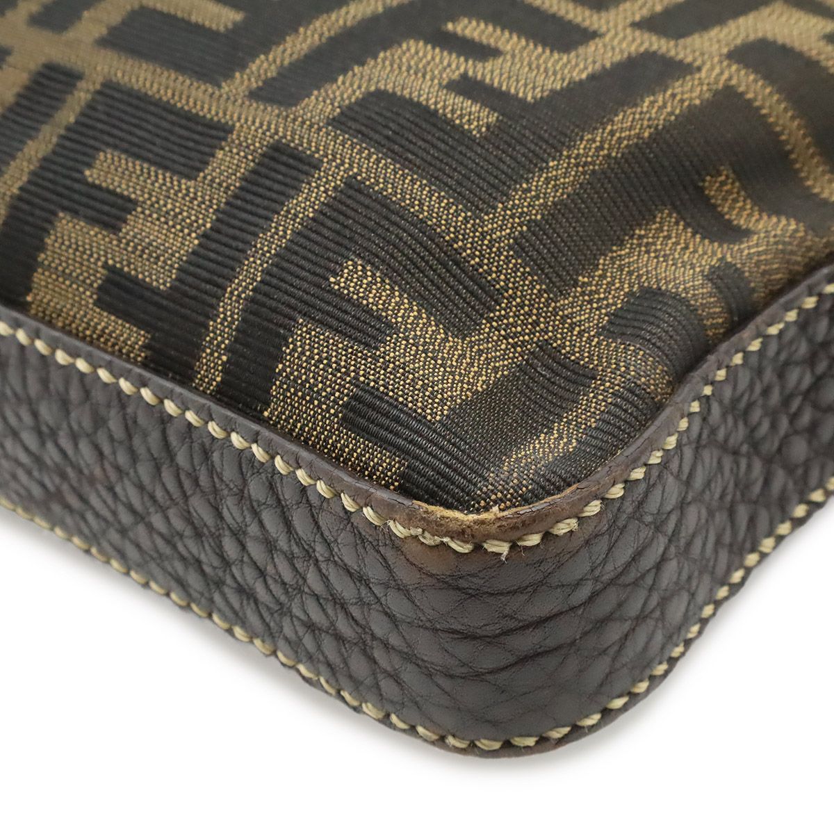 Fendi Selleria Zucca Logo Shoulder Bag Crossbody Canvas Leather Brown Silver — view 3