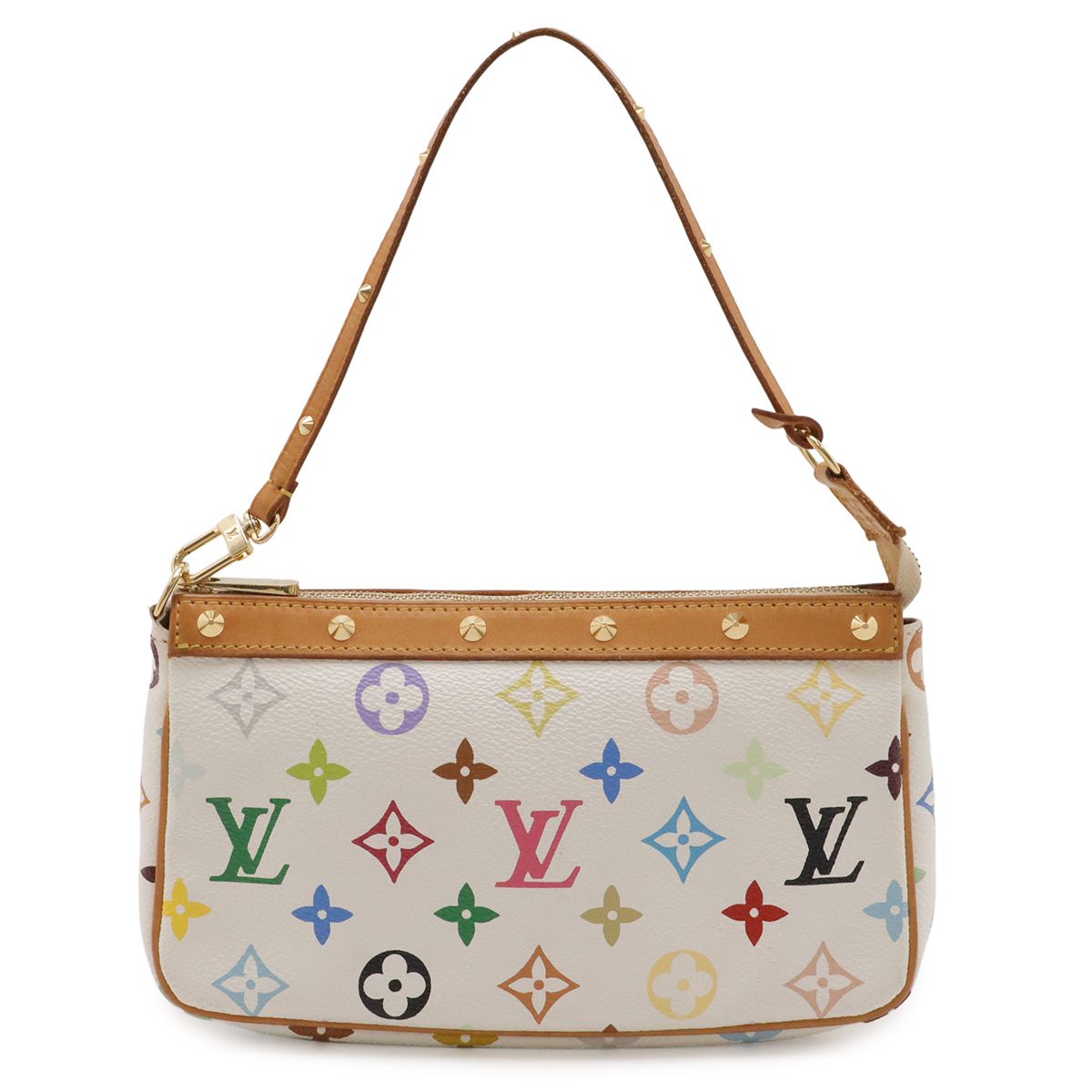 Louis Vuitton Monogram Multicolor Pochette Pouch Party Blanc White