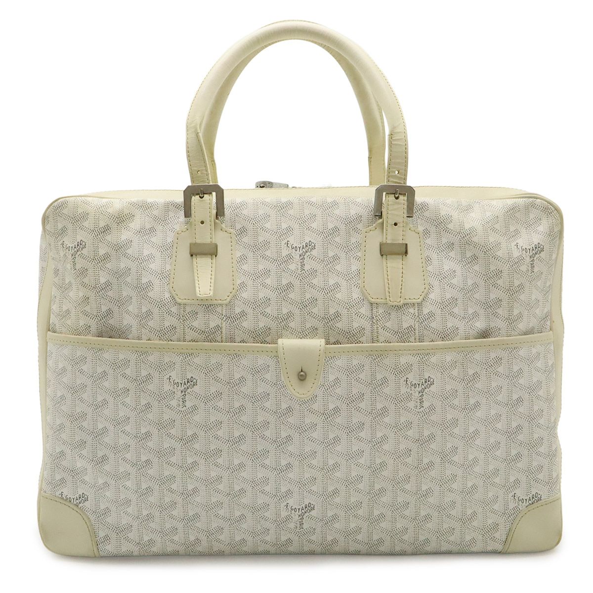 Goyard Ambassador MM Business Briefcase Handbag Herringbone Pattern Leather