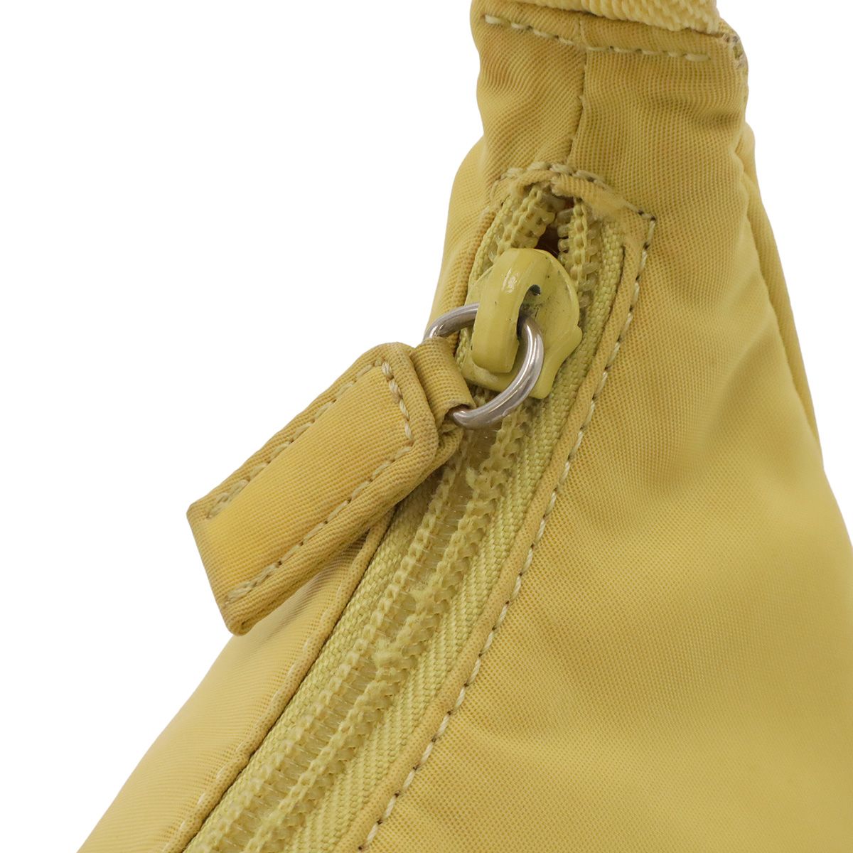 Prada Triangle Logo Pouch Mini Bag Party Nylon Yellow Silver — view 5