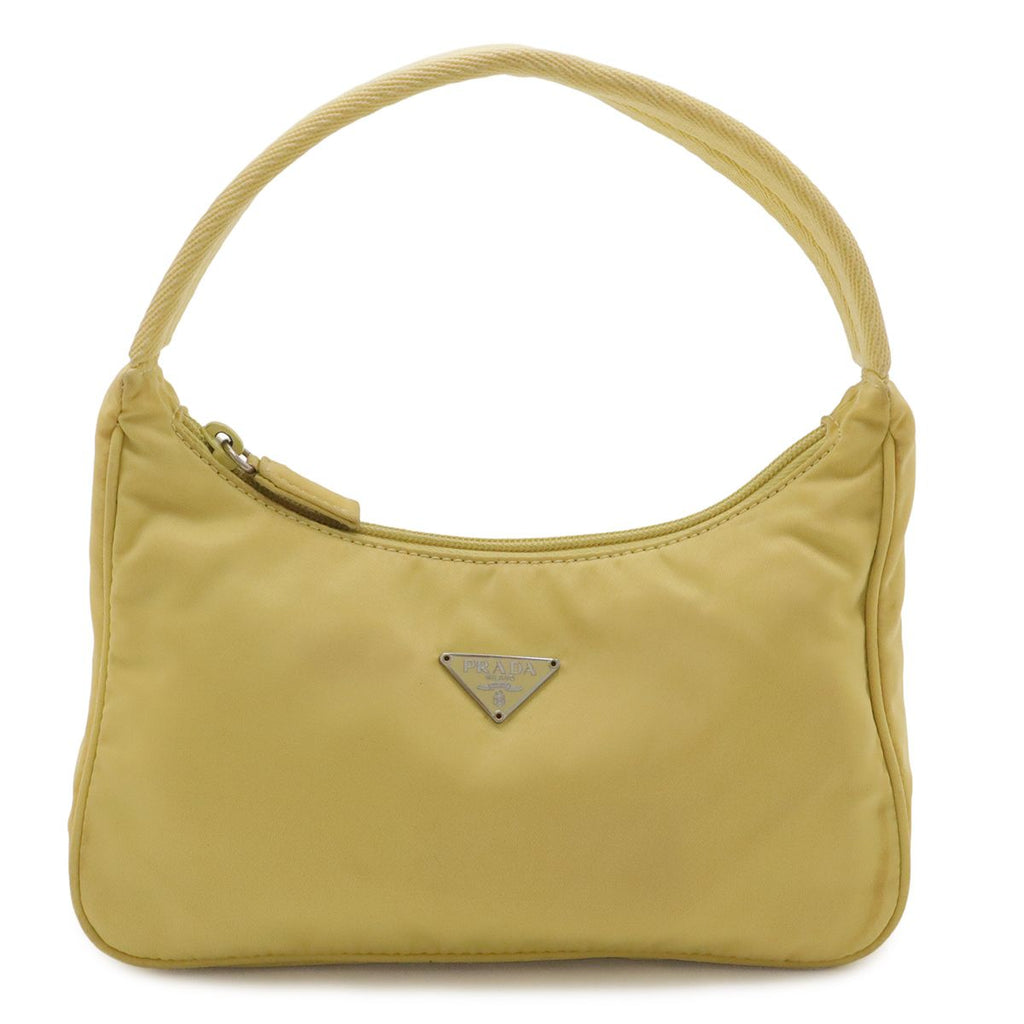 Prada Triangle Logo Pouch Mini Bag Party Nylon Yellow Silver