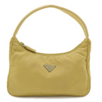 Prada Triangle Logo Pouch Mini Bag Party Nylon Yellow Silver