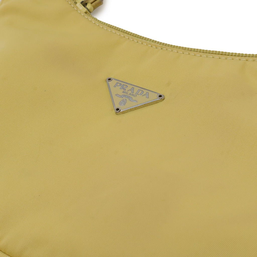 Prada Triangle Logo Pouch Mini Bag Party Nylon Yellow Silver — view 4