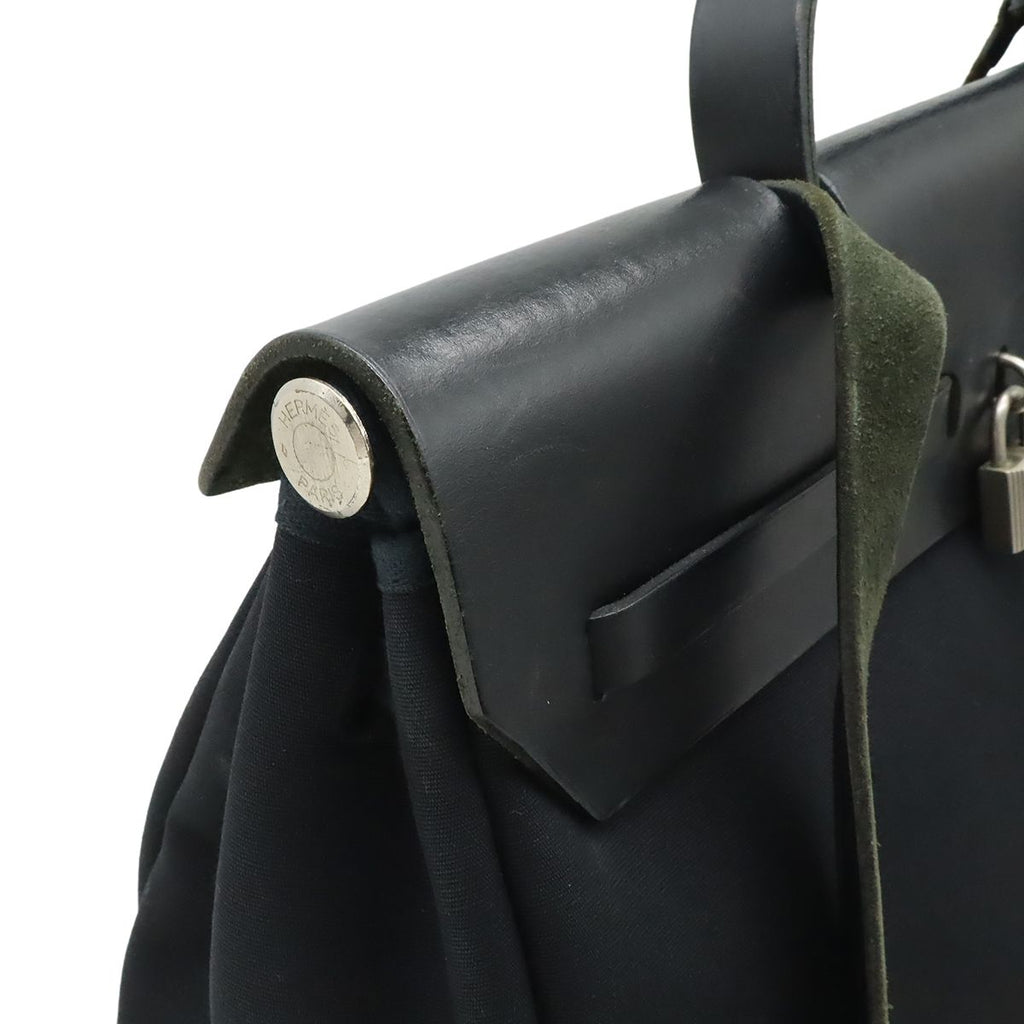 Hermes Herbag MM 2-Way Shoulder Bag Toile Officier Leather Black Silver — view 5