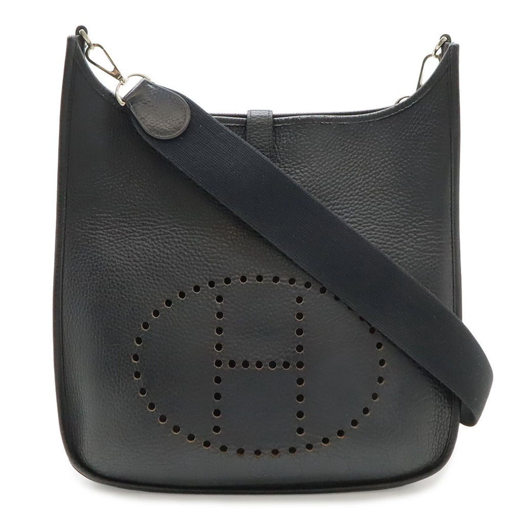 Hermes Evelyne I 1 GM Shoulder Bag Taurillon Clemence Black Silver