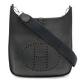 Hermes Evelyne I 1 GM Shoulder Bag Taurillon Clemence Black Silver