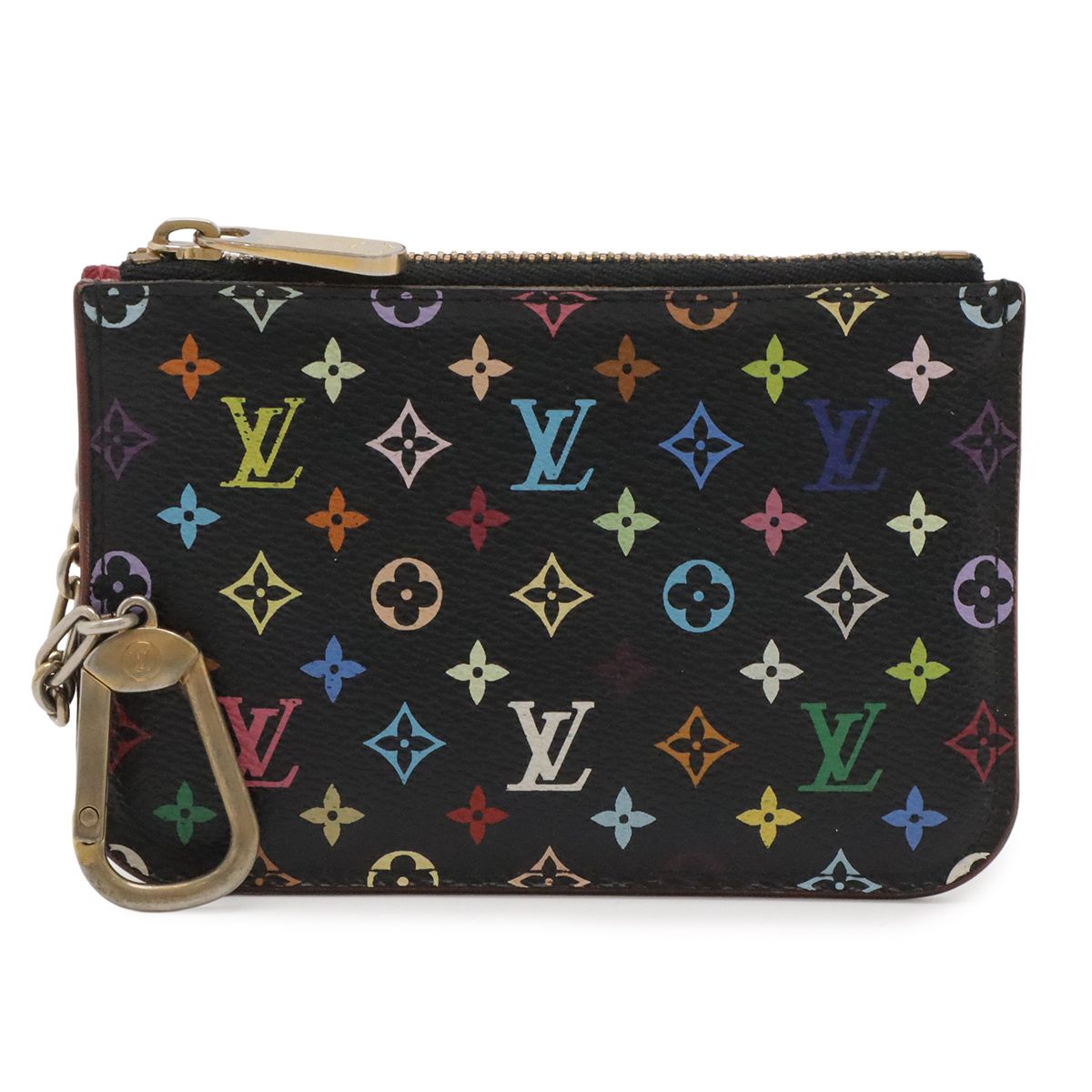 Louis Vuitton Monogram Multicolor Pochette Cles Coin Purse Noir Grenard