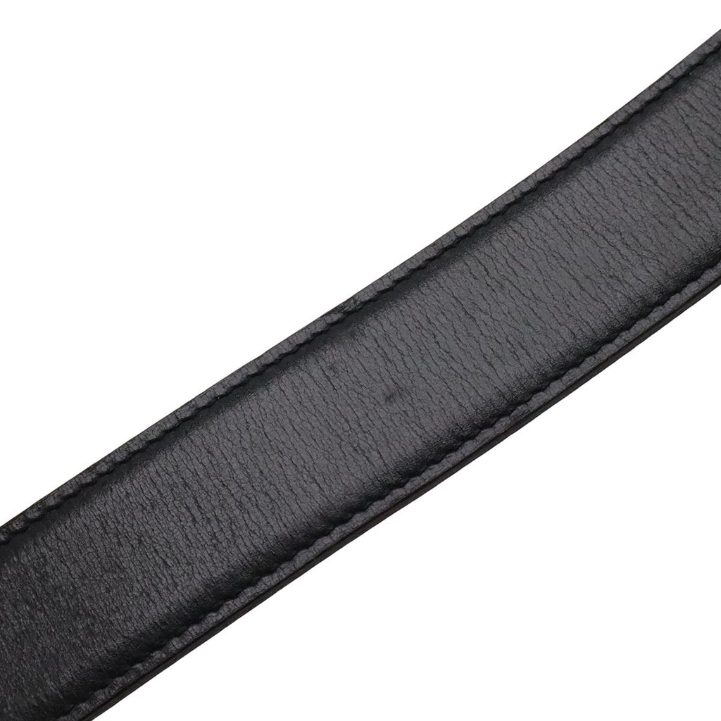 Hermes Belt Buckle Reversible Leather Black Brown Gold 75 — view 5
